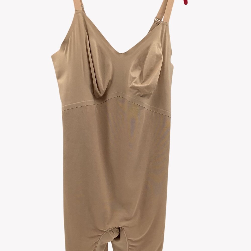 Honeylove Womens Beige Sculptwear Bodysuit Adjustable Strap & Built-In Bra Sz 3X